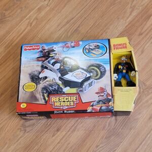 Vintage Fisher-Price Rescue Heroes Dune Buggy w/bonus Jake Justice figure New